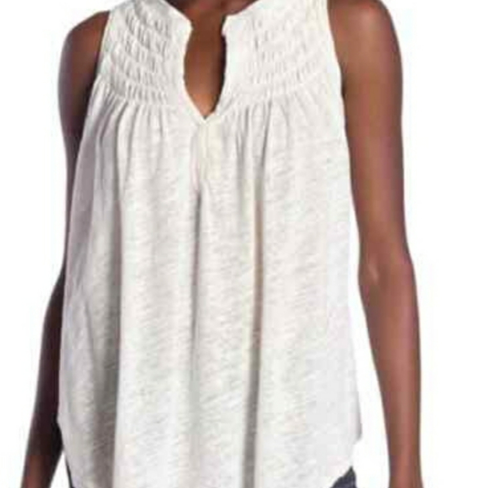Free People We the Free New to Town Smocked Hot Spring White Tank Top Sz XS - Picture 4 of 12